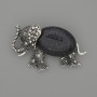 Brooch Pendant Elephant Aventurine Night of Cairo 45×27mm± black rhinestones silver metal