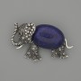 Brooch Pendant Elephant Lazurite 45x27mm± Black Onyx Silver Metal
