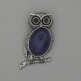 Brooch Pendant Owl Lapis Lazuli 45x25mm+- black, silver metal