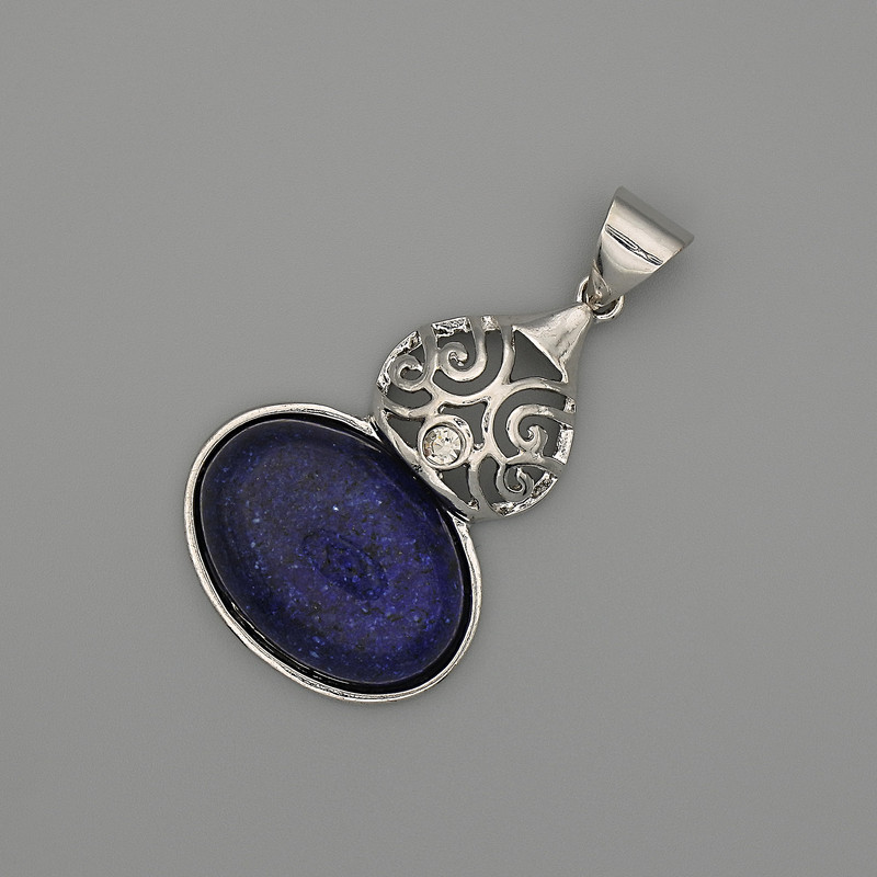 Lapis Lazuli Cabochon Pendant 50x28mm± with Silver Metal