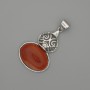 Carnelian Cabochon Pendant in Silver Setting 50x28mm±