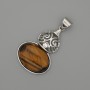 Cabochon Tiger’s Eye Pendant 50x28mm± Silver Metal