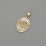 Pendant Mother-of-Pearl Tree 18x13mm±, length 25mm± golden metal