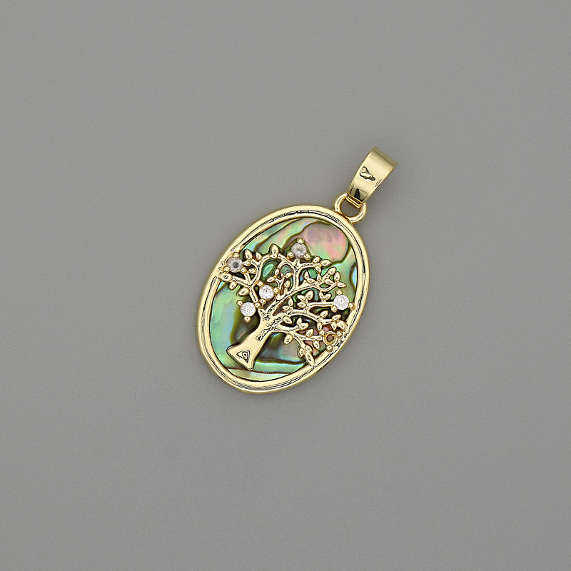 Halotite Pendant Tree 18x13mm+-, length 25mm+- golden metal