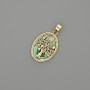 Halotite Pendant Tree 18x13mm+-, length 25mm+- golden metal