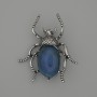 Brooch Pendant Beetle Agate 44x37mm+- silver metal