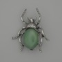 Brooch Pendant Beetle Jade 44x37mm+ silver metal