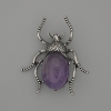 Brooch-Pendant Beetle Amethyst 44x37mm± Silver Metal