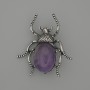 Brooch-Pendant Beetle Amethyst 44x37mm± Silver Metal