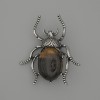 Brooch Pendant Beetle Tiger's Eye 44x37mm± Silver Metal