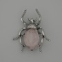 Brooch Pendant Beetle Pink Quartz 44x37mm+- silver metal