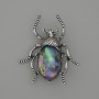 Brooch Pendant Beetle Chrysocolla 44x37mm± Silver Metal