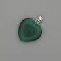 Pendant Heart green Cat's Eye silvered metal, diameter 20x20mm±, length 30mm±
