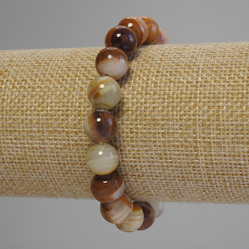 Onyx Bracelet Smooth Beads, 10mm diameter ±, length 18cm ± (stretch)