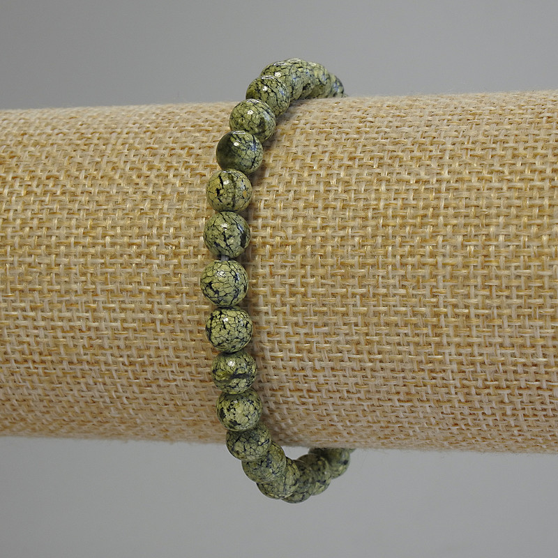 Serpentine Bracelet with Smooth Beads, 6mm dia. +/-, 18cm length +/- (stretch)