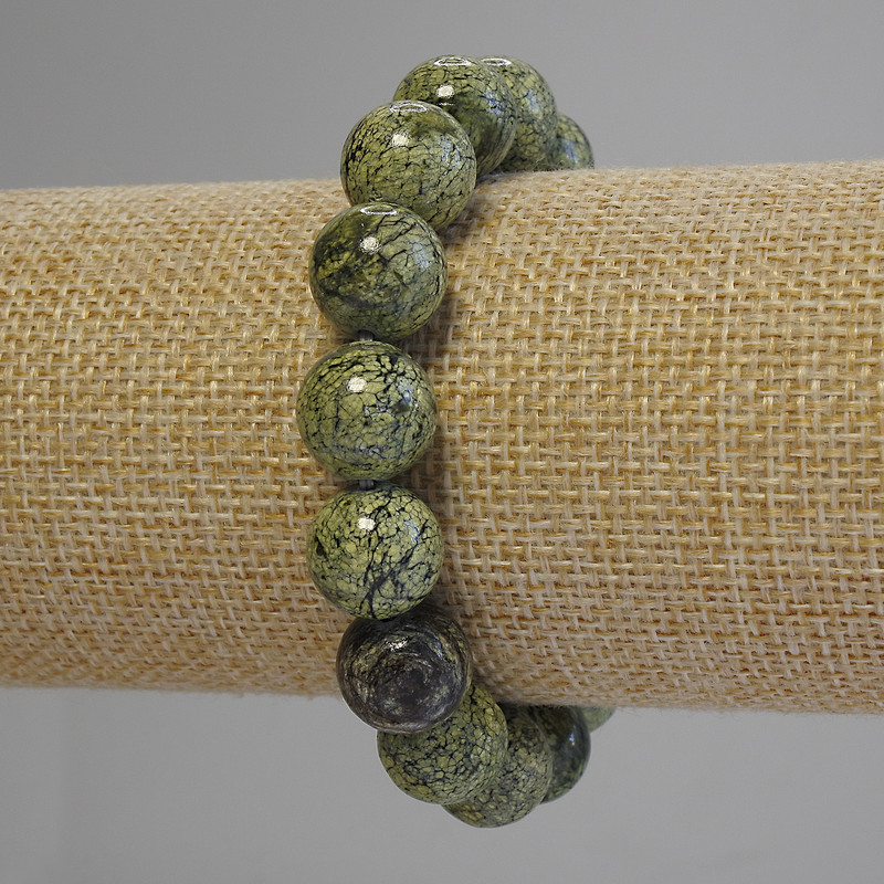 Serpentine Bracelet, smooth ball beads diameter 12mm±, length 18cm± (stretch)