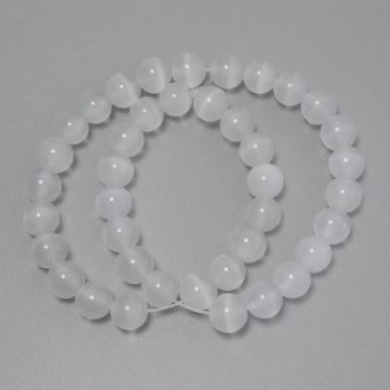 Cat's Eye beads gray synthetic material smooth round bead, diameter 8mm+- on a thread, length 38cm+