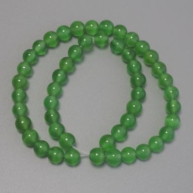 Cat's Eye green synthetic stone beads round 8mm ± on thread, length 36cm+