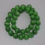 Cat’s Eye Beads Green Synthetic Stone Smooth Round, 12mm diameter ± on thread, length 38cm+