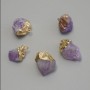 Amethyst Pendant, Unpolished, assorted sizes 10-14×15-22mm+- Gold-toned metal