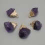 Amethyst Pendant, Unpolished, Assorted Sizes 15-20×10-15 mm ±, Golden Metal