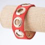 Tín Tin bracelet with gold-tone rivets, eco leather on snap, pink color, metal width 2.5 cm, length 18-23 cm