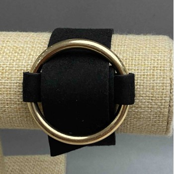 Black bracelet “Clasp” “nubuck color metal” gold