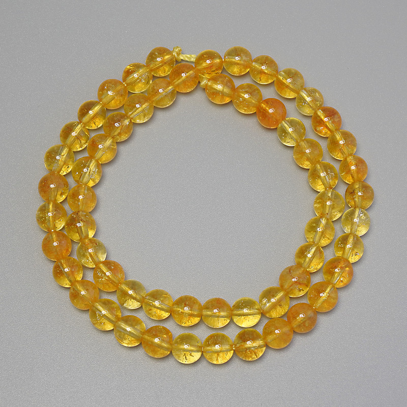 Citrine Beads Smooth Round 6.5 mm on Thread, Length 37 cm+