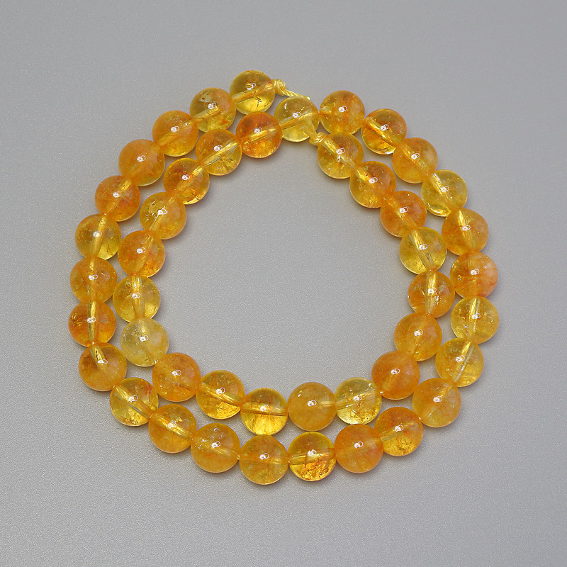 Citrine Beads Smooth Round 8.5 mm on Thread, Length 37 cm+