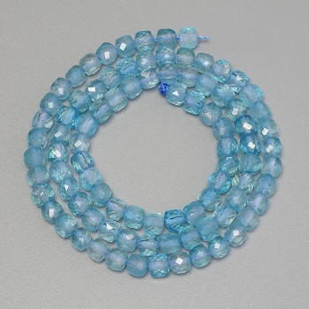 Faceted Topaz Beads Cubes, 4mm± diameter, on a thread, 38cm+ length