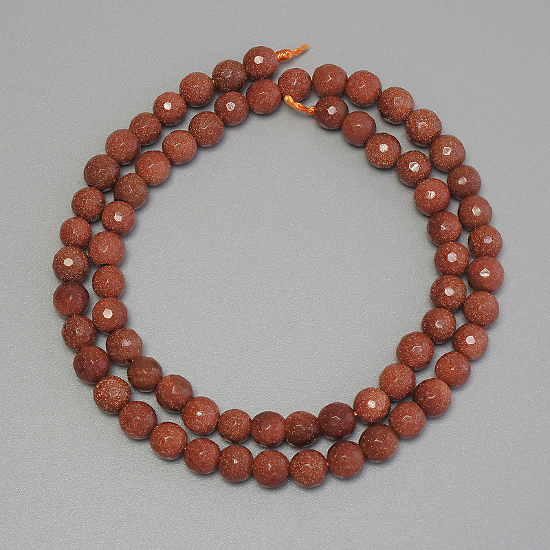 Aventurine Beads Golden Sand Faceted Round 6mm +/- on String, 38cm+ length