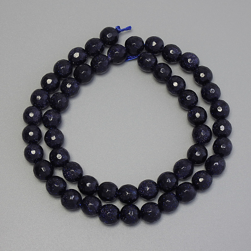 Aventurine Beads Night of Keira, faceted round 7mm, on thread, length 37cm+