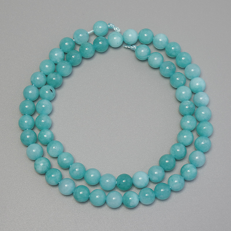 Aquamarine Beads Smooth Round 6mm on Thread, 39cm+ Length