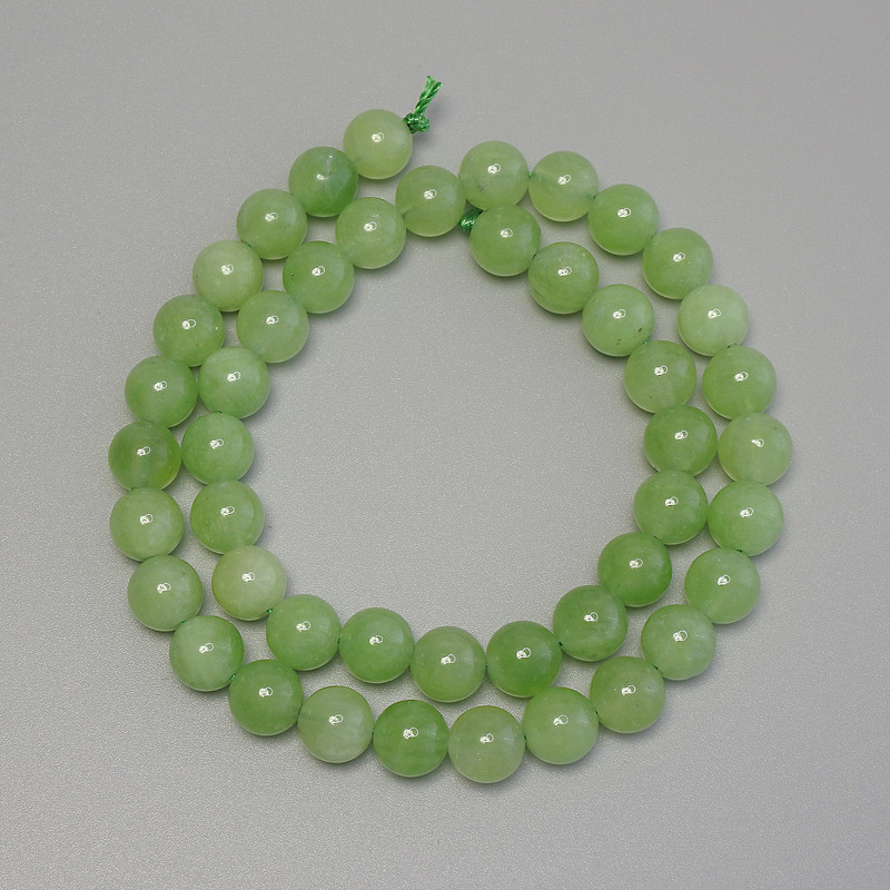 Chrysoprase Olivine Smooth Sphere Beads, diameter 8mm± on a thread, length 38cm+