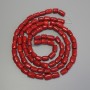 Red Coral Beads, Cabochon Cut, 12-22×8-10 mm, on thread, length ~120 cm
