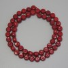 Red Coral Coin Beads, 7mm diameter ±, 5mm thick ± on thread, 40cm length ±