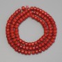Red Coral Rondelle Beads 5x3.5 mm, donut shape, on thread, 40 cm length