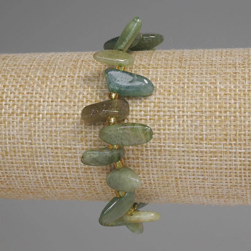 Bracelet Green Tourmaline Faceted with Butterfly 10-15×6-8mm ± Beads 3mm ±, Length 18cm ± Stretch