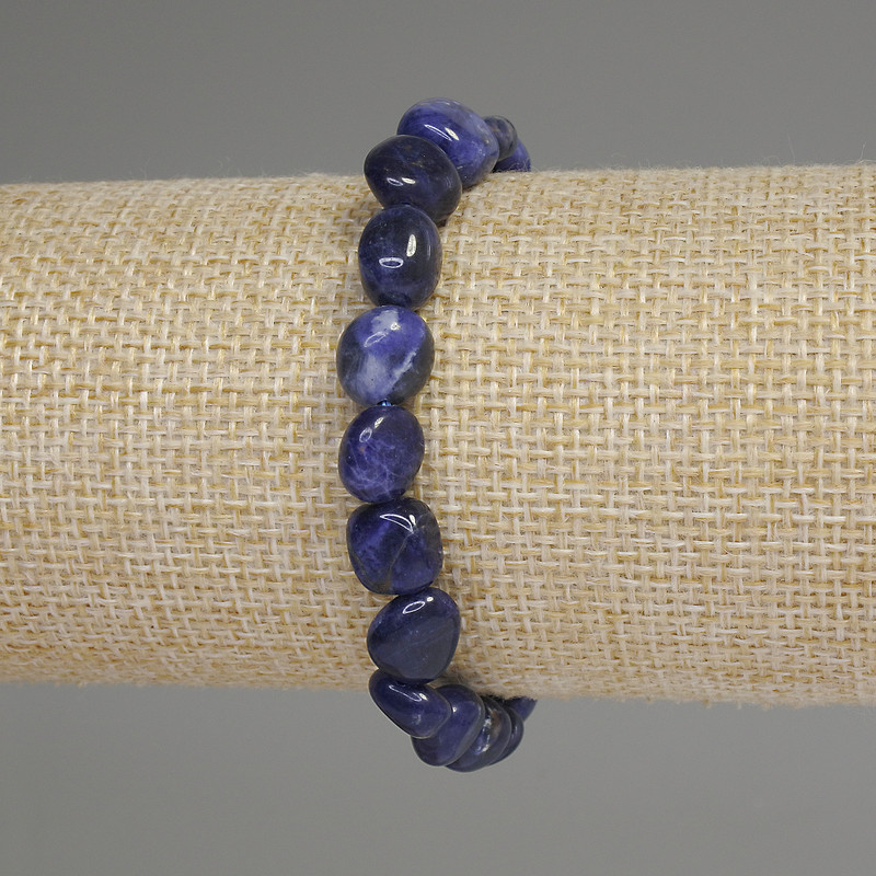 Sodalite Beaded Bracelet, rounded beads 8-10×8-11mm, stretchy length 18cm±