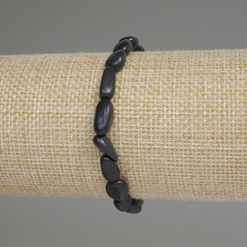 Shungite Bracelet Beaded, diameter 8-12x7mm+-, length 18cm+- stretch