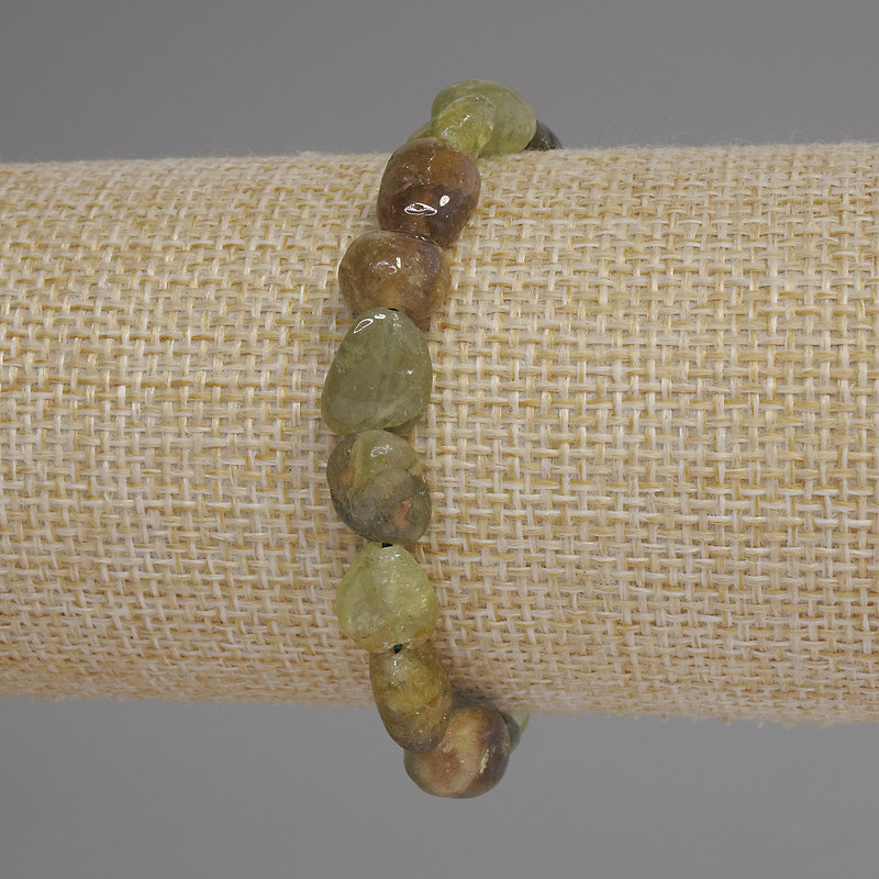 Bracelet Grossular green garnet faceted beads, diameter 9-12×9mm+-, length 18cm+- stretch