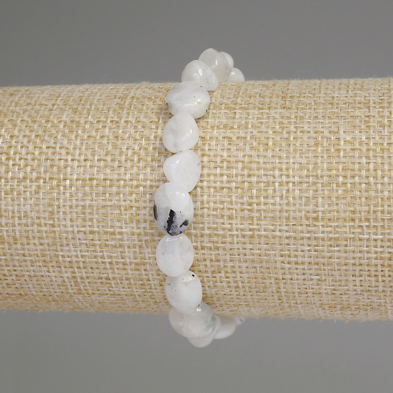 Adularia Faceted Bracelet, diameter 10-18×5-6mm±, with 3mm+ seed beads, length 18cm±, stretch