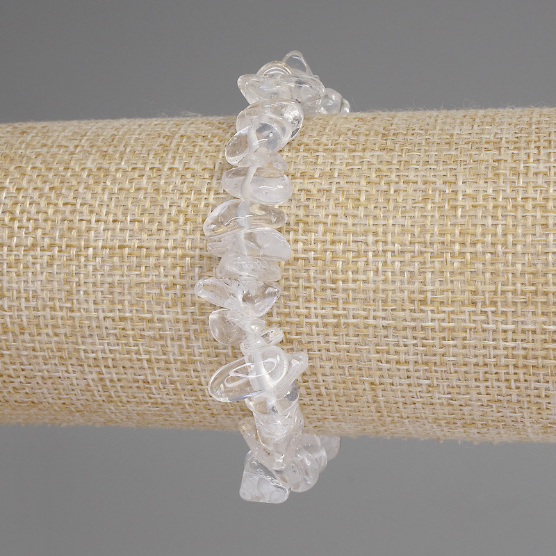 Bracelet Mountain Crystal Chip 7-11×4-6mm +-, length 18cm+-, stretch