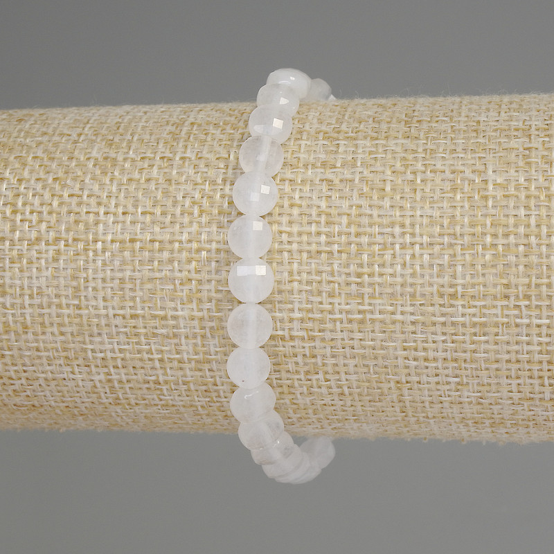 Bracelet Mountain Crystal Beveled Coin 6mm+-, 18cm length+- Stretch