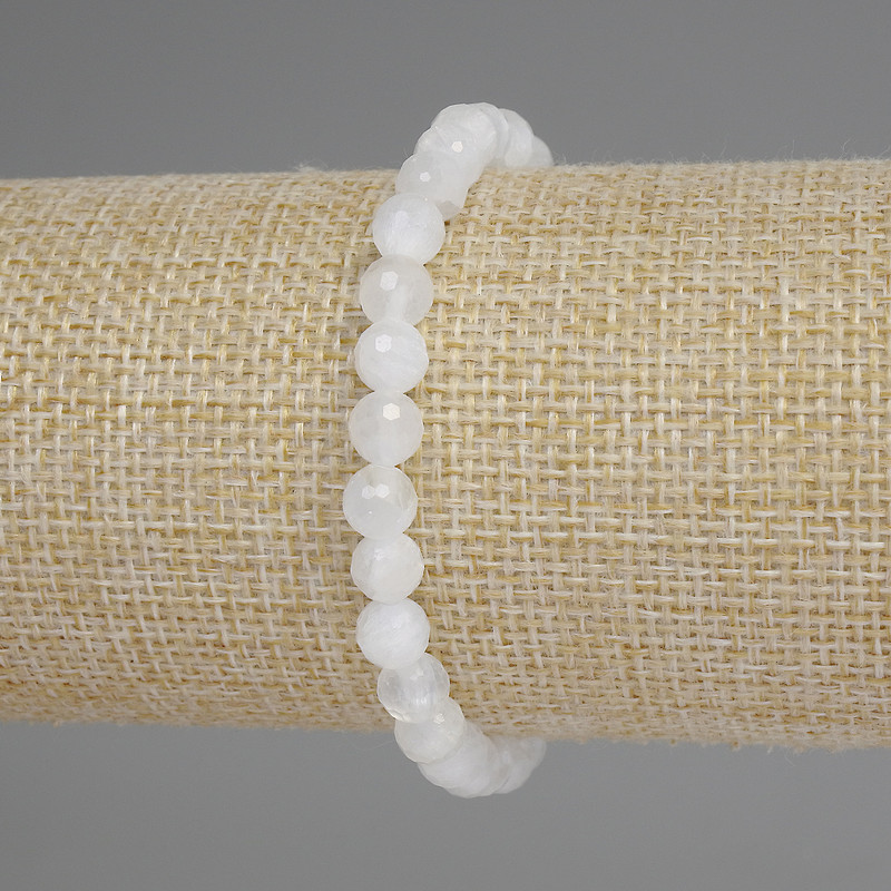 Bracelet Mountain Crystal faceted bead 6mm+-, length 18cm+- stretch