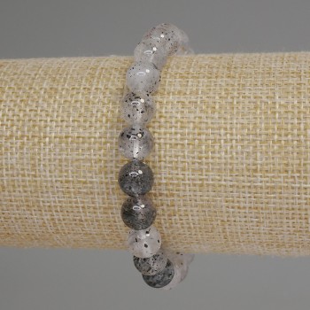 Bracelet Diamond Quartz Herkimer Diamond Quartz Smooth Bead 8mm+-, length 18cm+-, stretch