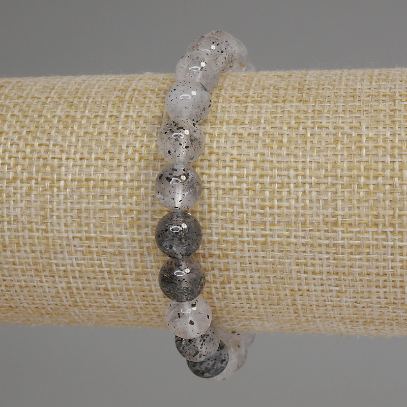Bracelet Diamond Quartz Herkimer Diamond Quartz Smooth Bead 8mm+-, length 18cm+-, stretch