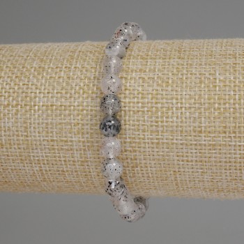 Bracelet Diamond Quartz Herkimer Diamond Quartz Smooth Bead 6mm+-, Stretch Length 7.1" (18 cm)