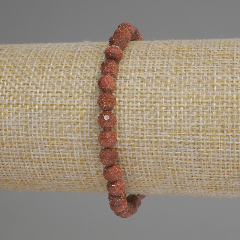 Avventuraine Bracelet Golden Sand Faceted Bead, 6mm diameter ±, length 18cm ± stretch