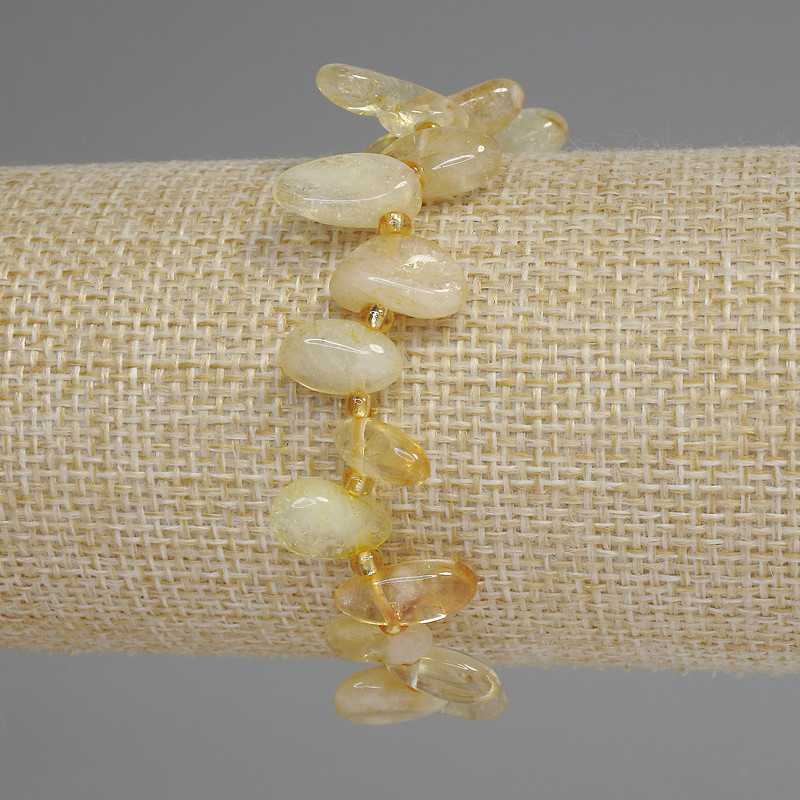 Bracelet Citrine Faceted Butterfly, diameter 10-18×5-7mm± beads 3mm±, length 18cm± stretch